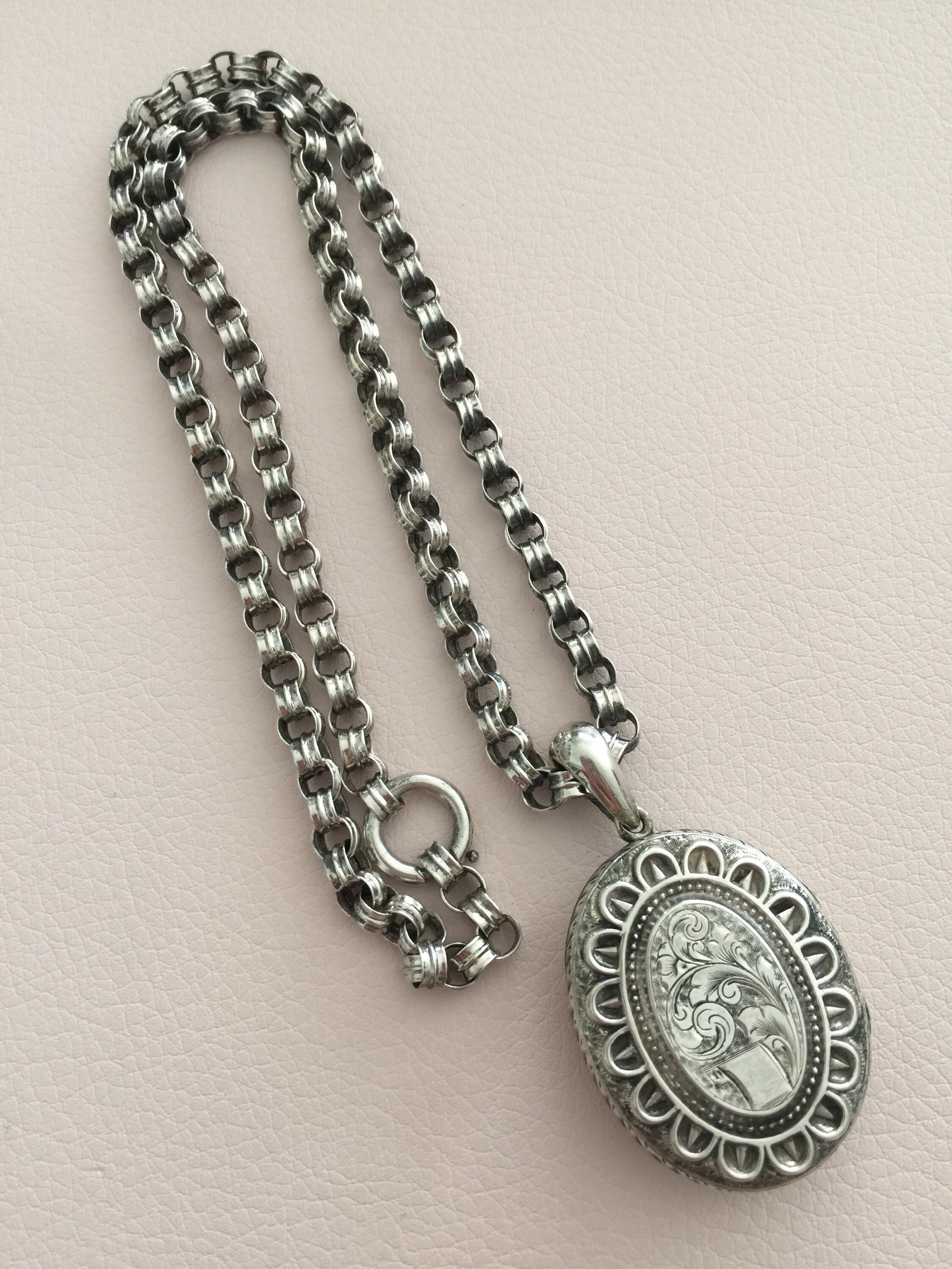 Victorian Silver Locket and Chain Etsy