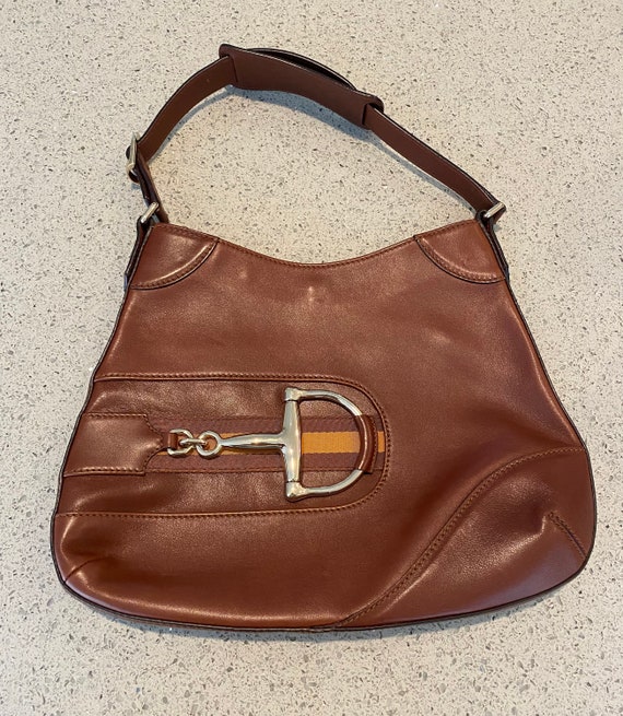 Vintage Gucci Brown Web Horsebit Hobo Bag