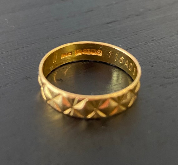 Vintage 22K Gold Textured Band - London 1969 - Si… - image 3