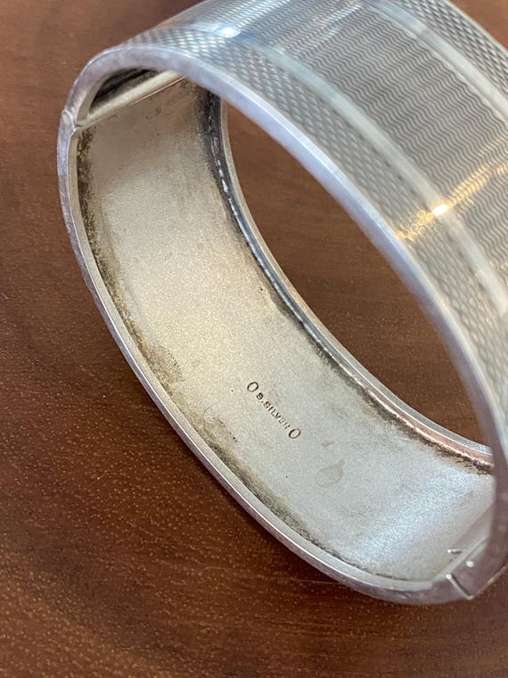 Vintage Silver Engine Turned Bangle Bracelet - image 5