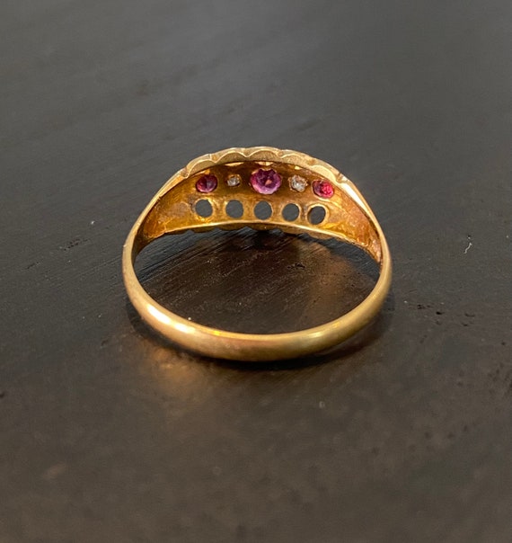 Antique Ruby Diamond 18K Gold Ring - Birmingham 1… - image 5