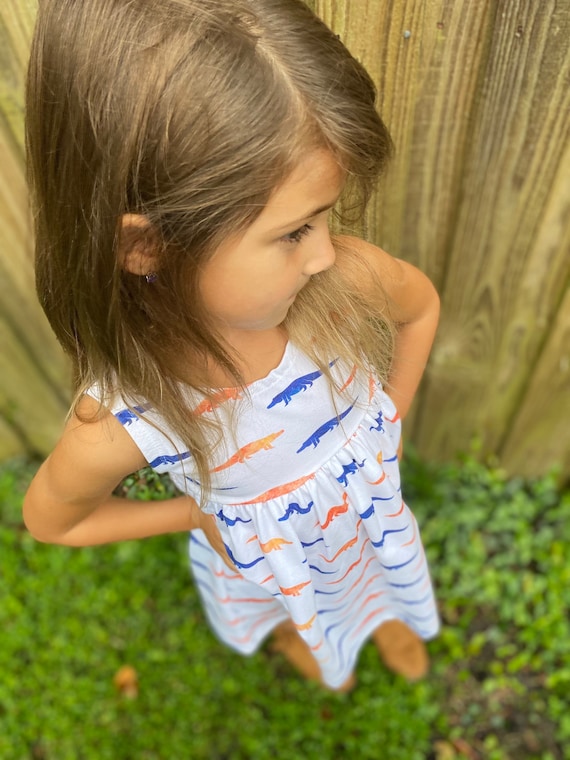 Orange and Blue Gator Dress, game day, college apparel, Florida Gator outfit, first game, tailgate apparel, college football, UF gators
