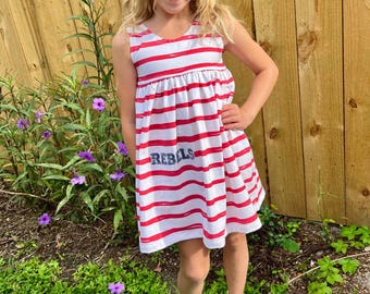 Ole Miss Rebels Stripe Dress, game day, SEC, college apparel, baby, girl, toddler, tailgate, dress, college football