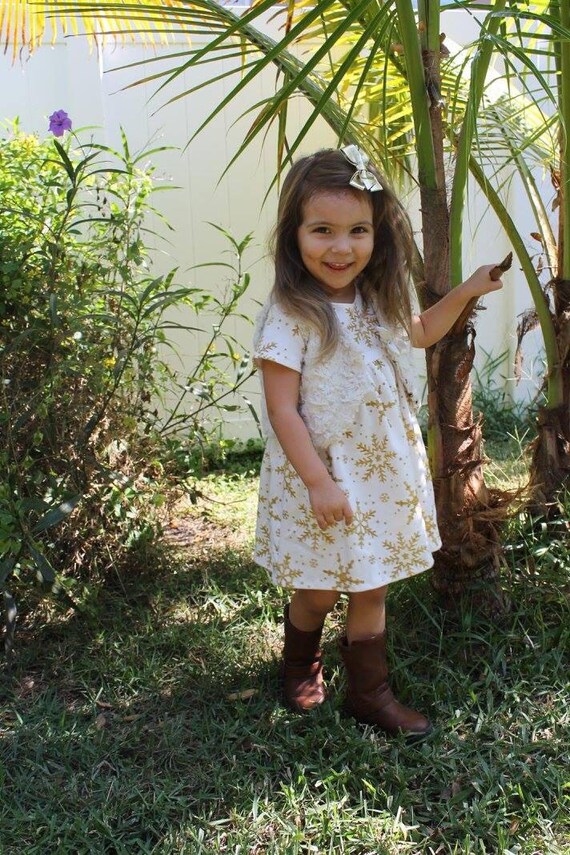 Gold Snowflake Dress Baby Dress Toddler Dress Girl Dress Etsy