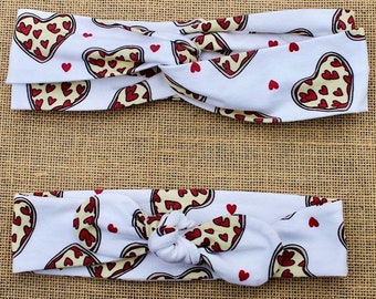 Pizza Heart Bow Knot, Turban, Top Knot, Baby Headband, Toddler Headband, Girl Headband, Adult Headband