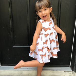 Doxie 'Butters' dress- dachshund outfit, weiner dog clothes, doxie dress, dachshund apparel,  summer doxie outfit, dog clothes for kids