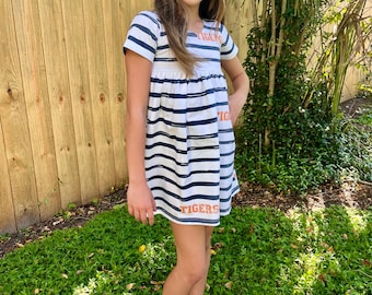 Auburn Tigers Stripe Dress, baby dress, toddler dress, girl dress, Tigers dress, Aubie dress, college football outfit