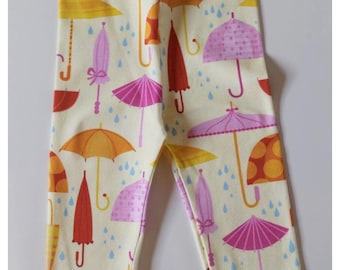 Spring Rain Leggings, baby leggings, toddler leggings, girl leggings, umbrella leggings, spring outfit, rain leggings, yellow leggings