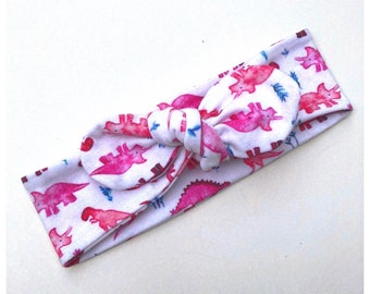 Pink Dino Bow Knot, baby headband, toddler headband, adult headband, dinosaur headband, summer headband, pink dinosaurs