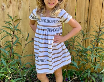 Vanderbilt Stripe Dress, baby dress, toddler dress, girl dress, Vandy Commodores dress, Vandy dress, college football outfit