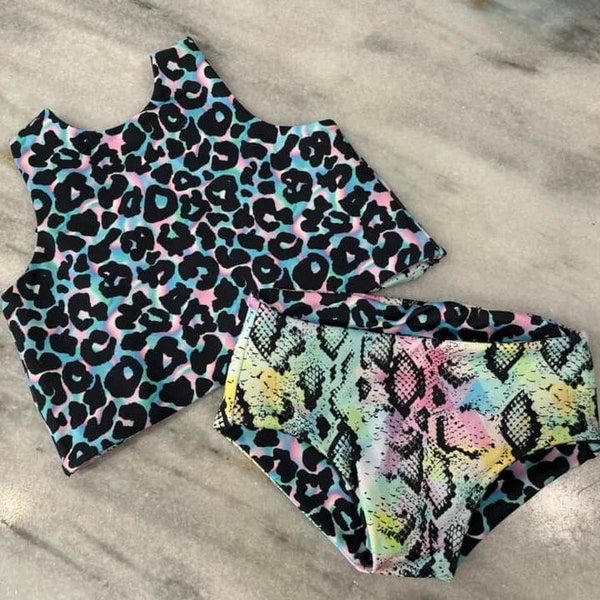 Rainbow Cheetah & Snakeskin Reversible Swimsuit, baby swimsuit, toddler swimsuit, girl swimsuit, beach outfit, pool outfit, reversible swim