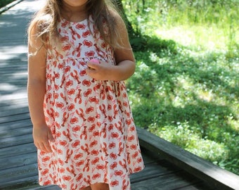 Lobster Dress, baby dress, toddler dress, girl dress, summer dress, summer outfit, crab dress, lobster outfit