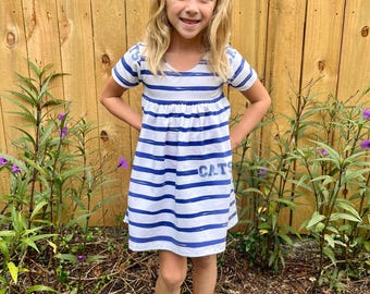 Kentucky Wildcats Stripe Dress, baby dress, toddler dress, girl dress, Kentucky Wildcats dress, cats dress, college football outfit