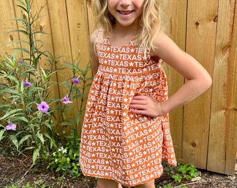 UT Longhorns Game Day Dress, Baby dress, toddler dress, Girl dress, fall dress, Texas dress, Texas Longhorns, fall outfit, Texas football