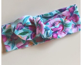 Blue Hawaiian Bow Knot, baby Bow knot, toddler bow knot, adult bow knot, summer bow knot,