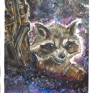 Rocket Raccoon Watercolor Print