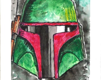 Boba Fett Mandalorian Aquarel Print