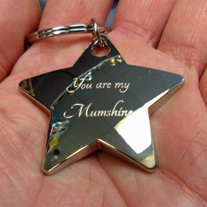 Engraved Star Shaped Keyring