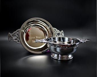 Vaso de amistad personalizado Scottish Quaich de 10 cm (4 pulgadas) cromado.