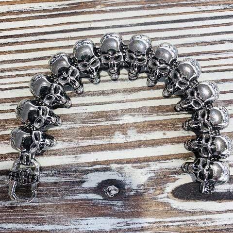 Men s Skull Bracelet Stainless Steel Biker Jewelry Black Hills B37