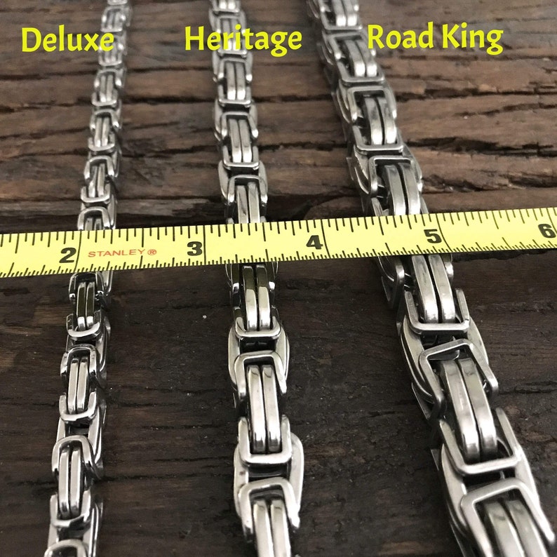 Daytona Beach Deluxe 14 inch wide Brushed Stainless Biker Necklace Motorcycle Jewelry