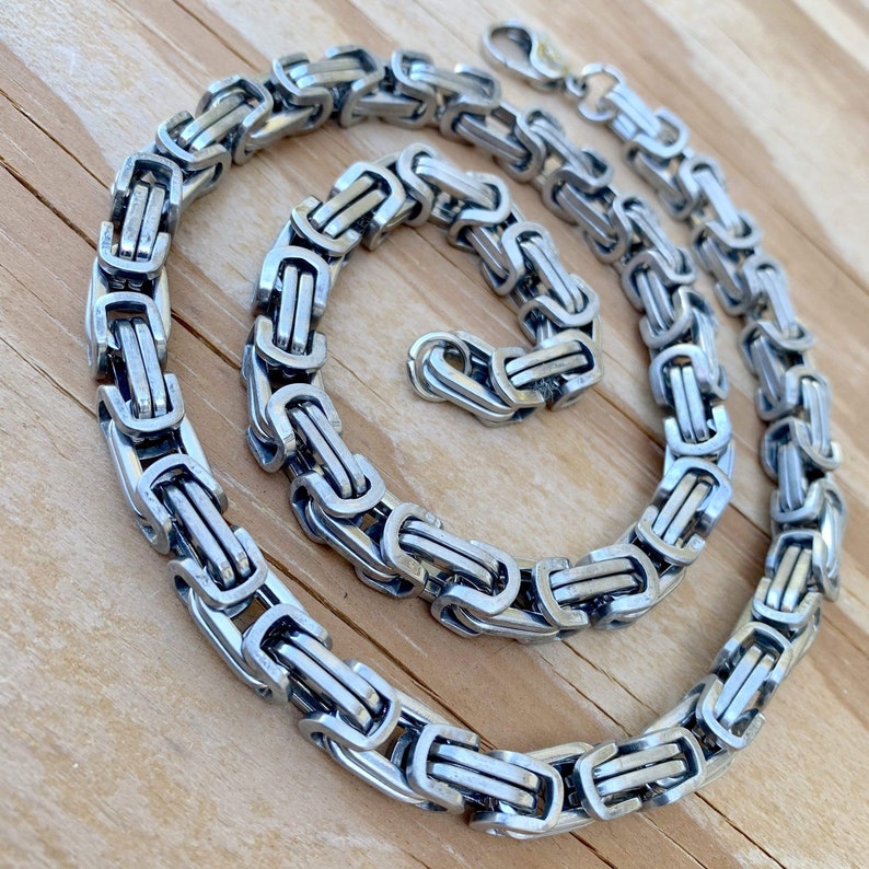 Daytona Beach Deluxe 14 inch wide Brushed Stainless Biker Necklace Motorcycle Jewelry