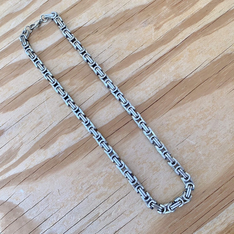 Daytona Beach Deluxe 14 inch wide Brushed Stainless Biker Necklace Motorcycle Jewelry