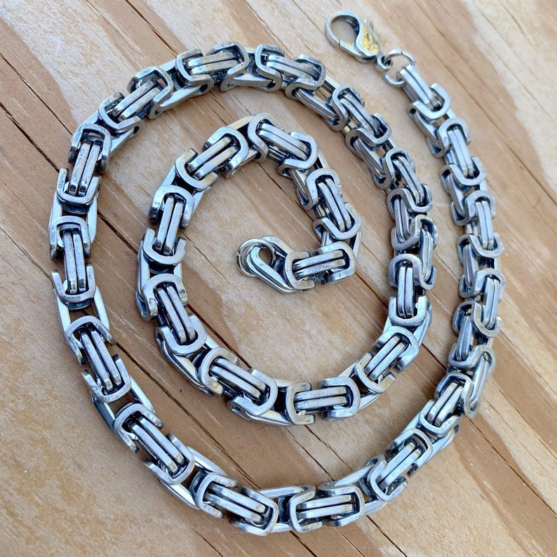 Daytona Beach Deluxe 14 inch wide Brushed Stainless Biker Necklace Motorcycle Jewelry