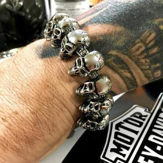 Large Silver Skull Bracelet - Brighton Silver