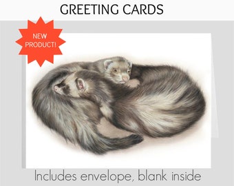 Ferret, Ferrets, Ferret Cards, Blank Card, Ferret Greeting Cards, Holiday Cards, Dog Cards, Note Cards,Ferret Note Cards, Greeting Cards,