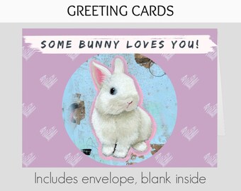 Blank Cards, Greeting Cards, Bunny, Bunny Cards,Valentines Day Cards, Easter Cards, Easter Bunny, Bunny lover, Gift for bunny lover, Rabbit