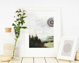 Forest Print Wall Art Decor, Watercolor Painting, Woodland, Landscape Art, Forest Painting, Foggy Landscape, Art Print, Nature Print, Poster