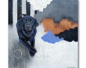 Large Canvas Abstract Art. Black Labrador, Labrador Art, Dog Painting, Labrador painting, black lab, labrador retriever, labrador print, lab