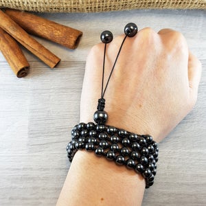 Dark Gray Hematite, Hematite Mala, 108 Mala, 108 Mala Bracelet, Mens Mala Bracelet, 108 Mala Beads, 108 Prayer Beads, Boho Necklace, Knotted