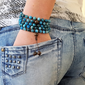 Blue Apatite Mala, Bronzite Mala, 108 Mala, 108 Mala Necklace, 108 Mala Bracelet, 108 Men Mala, 108 Mala Beads, 108 Prayer Beads, 108 Women