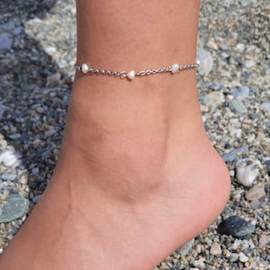 White Pearl Anklet, Pearl Anklet, Silver Anklet, Gold Anklet, Gemstone Anklet, Ankle Bracelet, Beach Anklet, Summer Anklet, Beaded Anklet