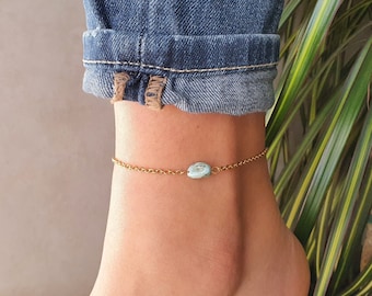 Larimar Anklet, Gold Anklet, Silver Anklet, Blue Anklet, Ankle Bracelet, Pisces Anklet, Crystal Anklet, Gemstone Anklet, Birthday Gift