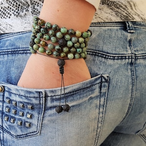 African Turquoise, Turquoise Mala, Volcanic rock Mala, 108 Mala, 108 Mala Necklace, 108 Mala Bracelet, 108 Men Mala, 108 Mala Beads, 108