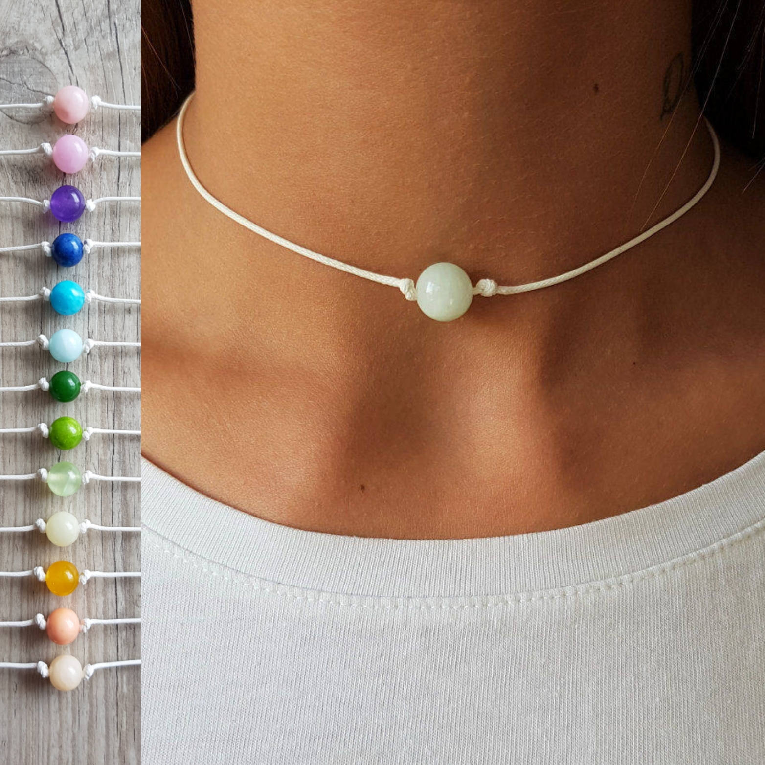 VSCO girl necklace Choker Necklace Jadeite Choker Jade Etsy