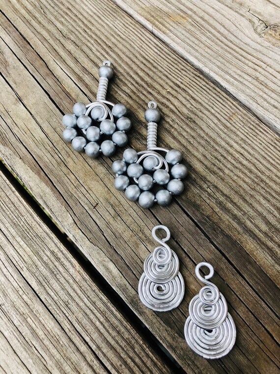 Handmade Wire Wrap Wood Beaded Aluminum Wire Earrings Jewelry Etsy