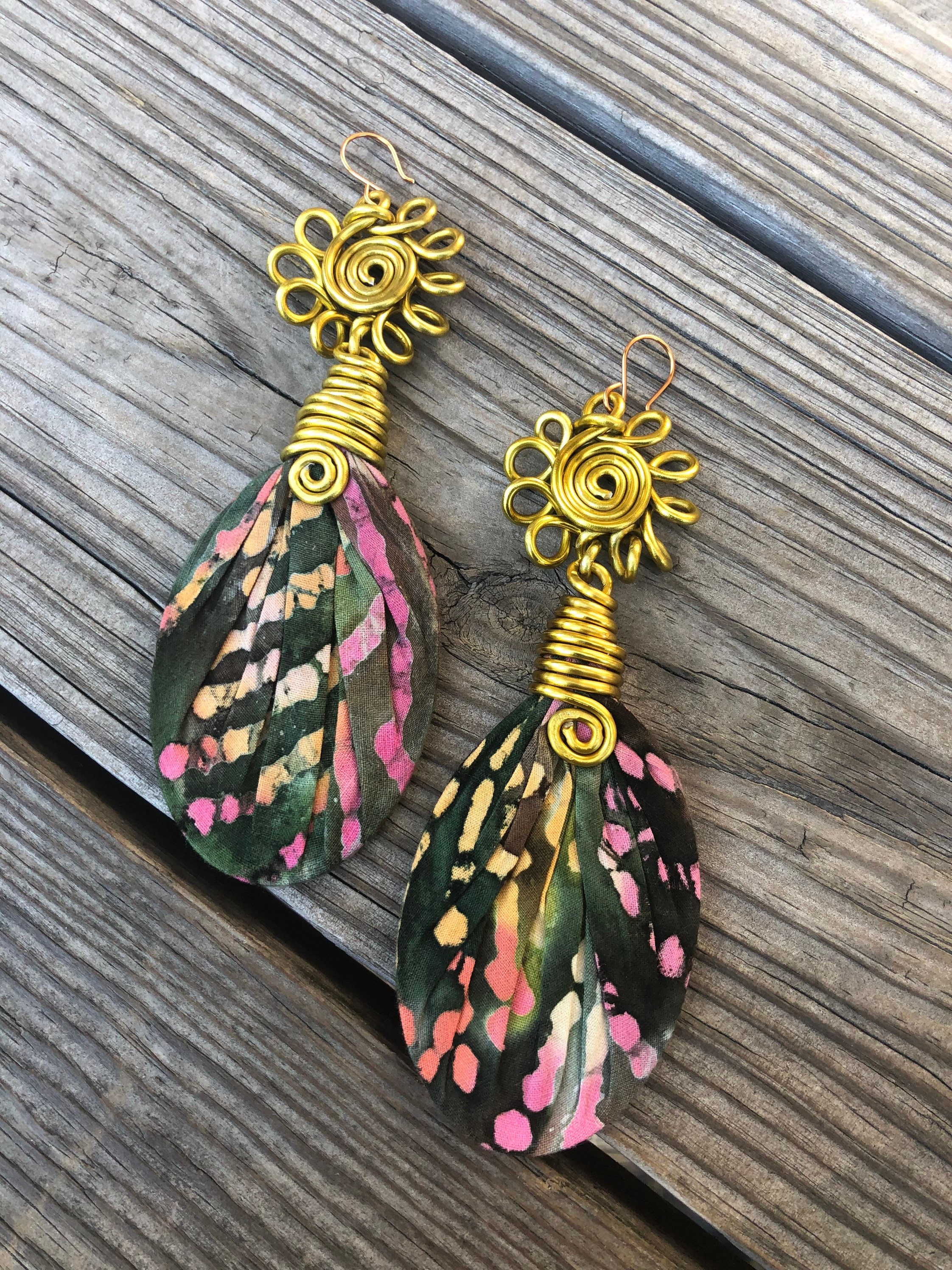 Abstract Tribal fabric earrings