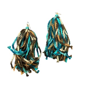 Finger crochet yarn statement earrings jewelry accessories