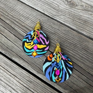 Exotic fabric dangle, drop earrings, jewelry, accessory