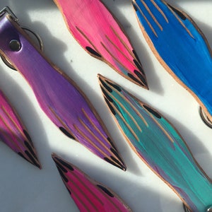 Marbled Leather Hand Keychain: Custom Color Swirl, Witchy Nail Art