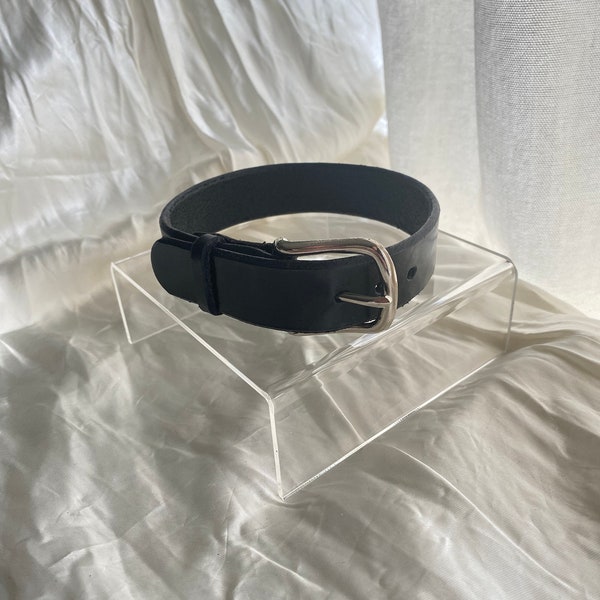 Chunky Collar - Black Latigo Leather Choker - minimal wide collar