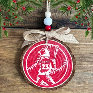 Baseball Ornament- Personalized Gift for Athletes, Coaches, or Team- Custom Sports Ornament- Wooden Christmas Tree Decoration
