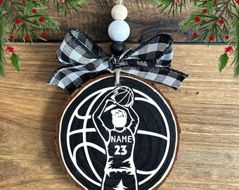 Personalized Basketball Ornament, Custom Player Name and Jersey Number, Basketball Player Gift, Sports Christmas Ornament