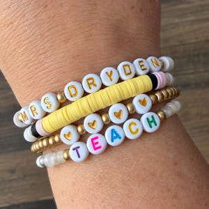 Teacher Bracelet Back to School Beaded Stretch Bracelets Appreciation Gift for Teachers End of Year Jewelry Stackable Bracelets