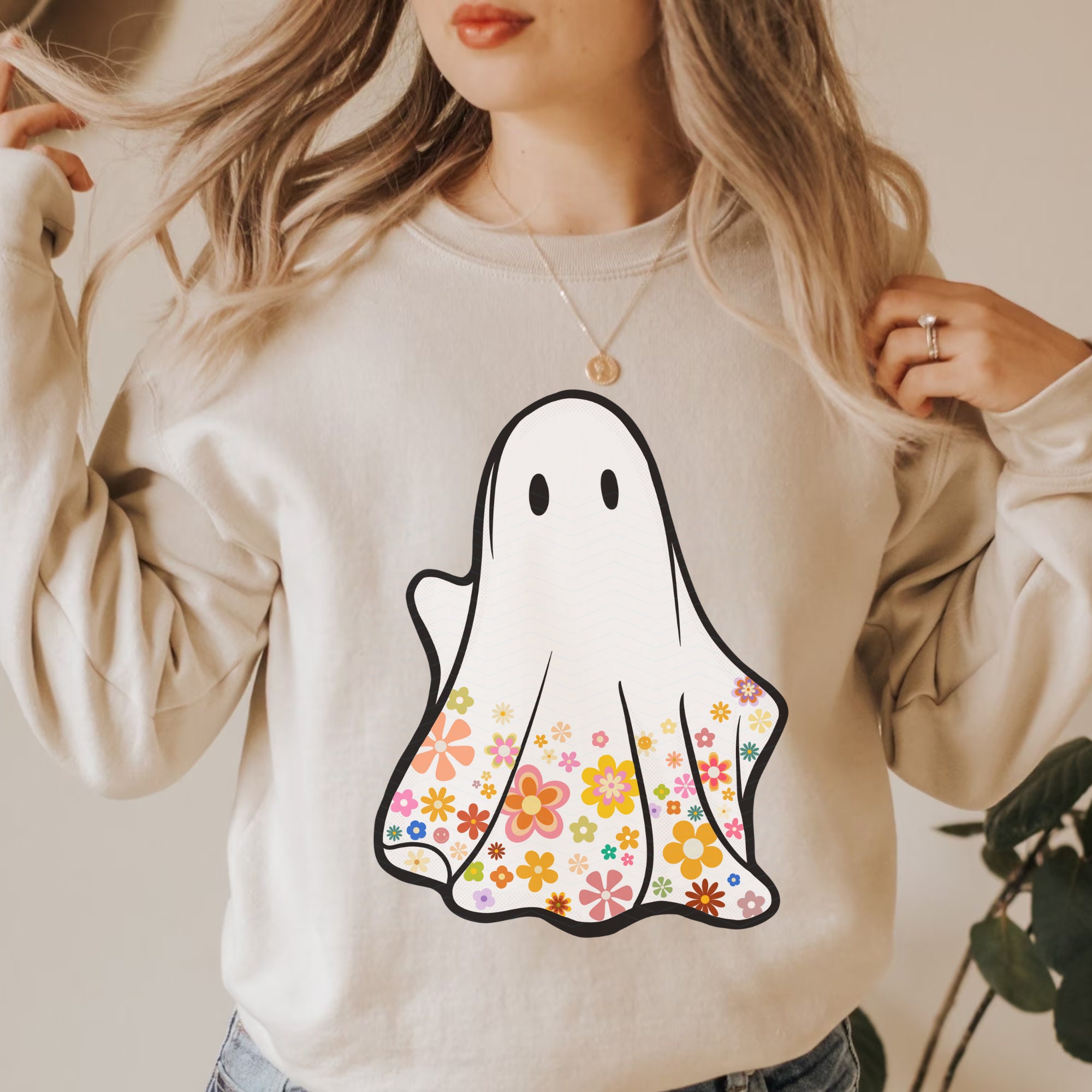 Retro Groovy Ghost SVG PNG | Halloween SVG File | Flower Ghost Png ...
