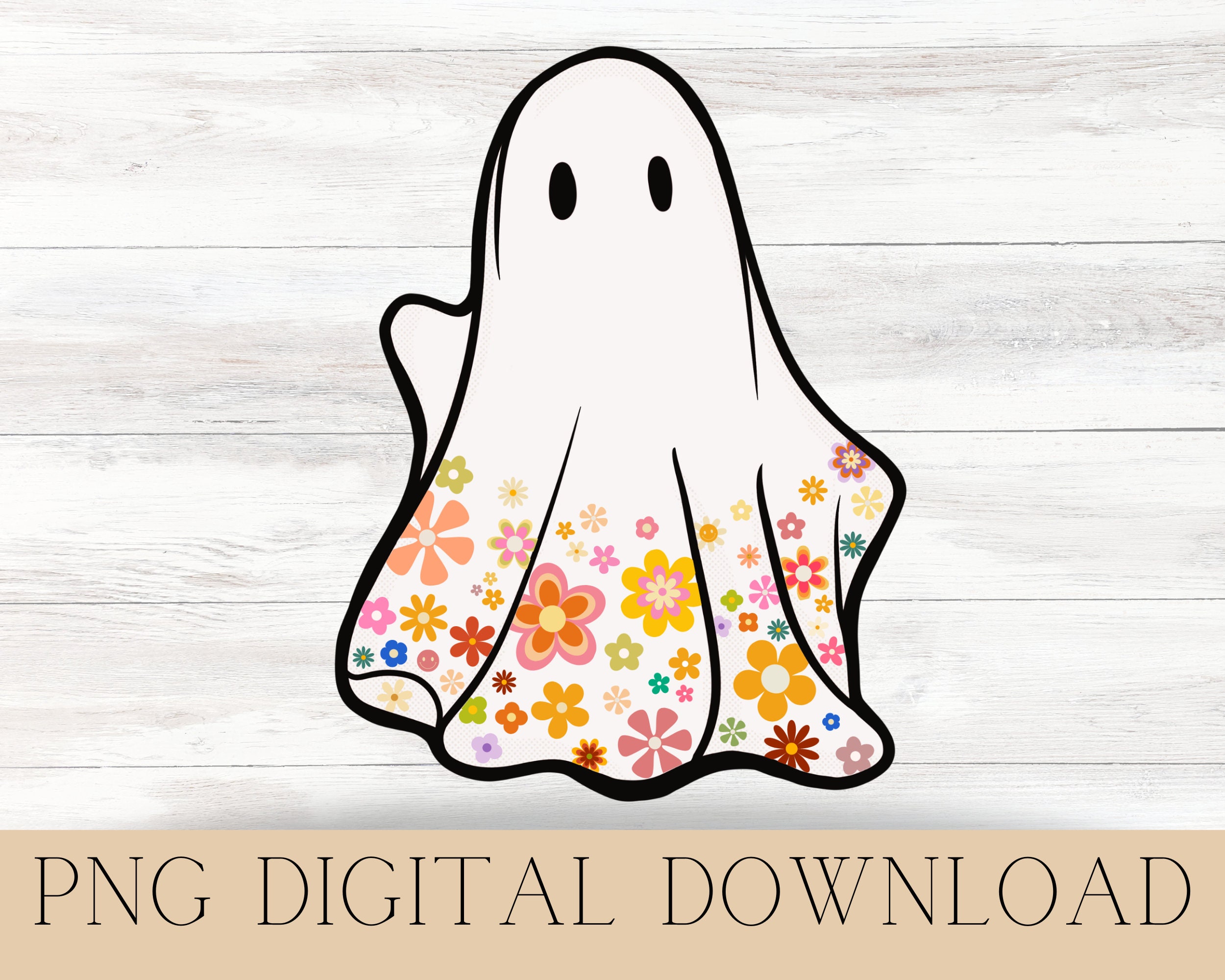 Retro Groovy Ghost SVG PNG | Halloween SVG File | Flower Ghost Png ...